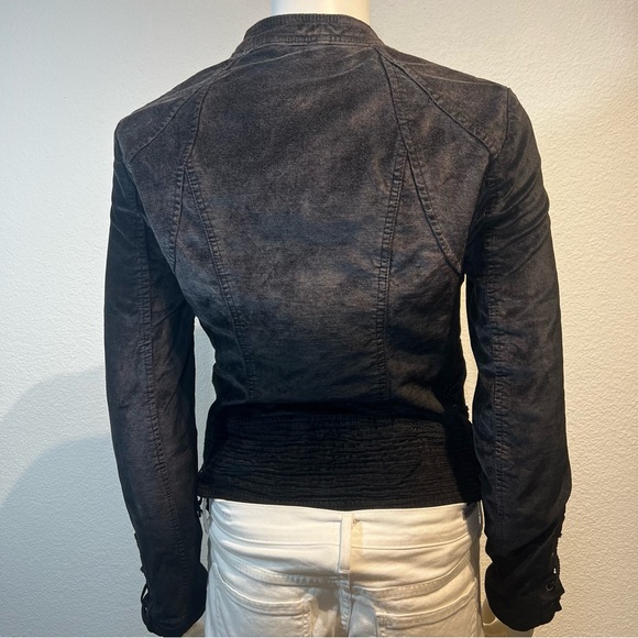 Free People Lacey Velvet Corset Lace-Up Moto Black Jacket - Picture 9 of 12